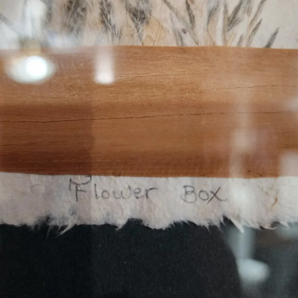 Vintage 1993 Madagascar Pressed Flower Art Handmade Paper Oak Frame Flower Box